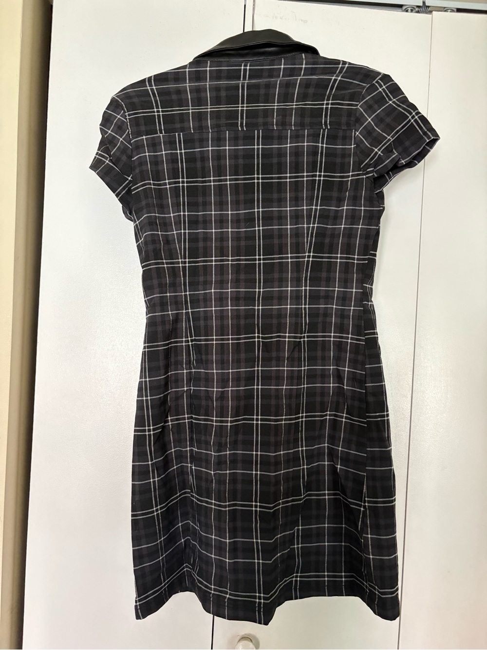 Killstar Black & Gray Plaid Mini Dress with Leather Trim - Picture 3 of 3